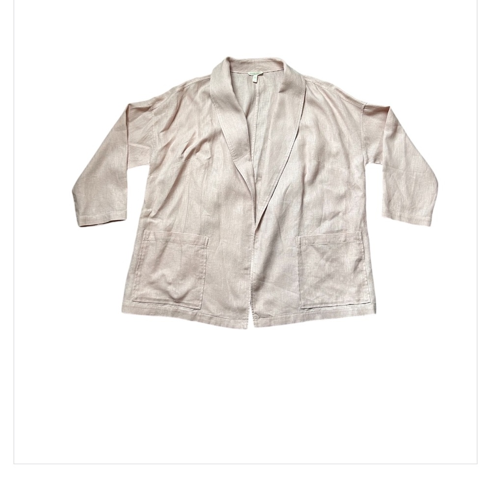 Eileen Fisher 100% Organic Linen Blush Pink Shawl Collar Blazer Size 2X